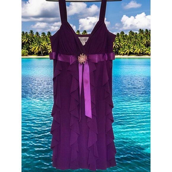 Betsy & Adam Dresses & Skirts - Betsy & Adam NWOT Purple Ruffled Cocktail Dress - Size 12P - Wedding Guest